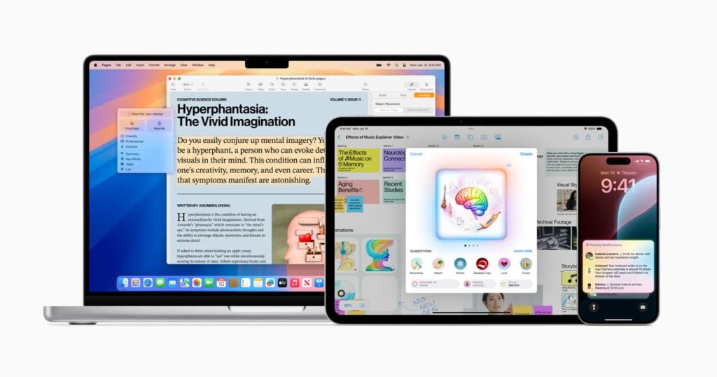 Apple Intelligence sur MacBook, iPad et iPhone