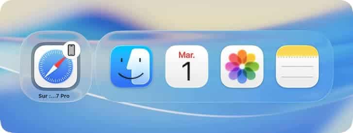 Handoff sur Mac permettant de reprendre la navigation Safari depuis un iPhone