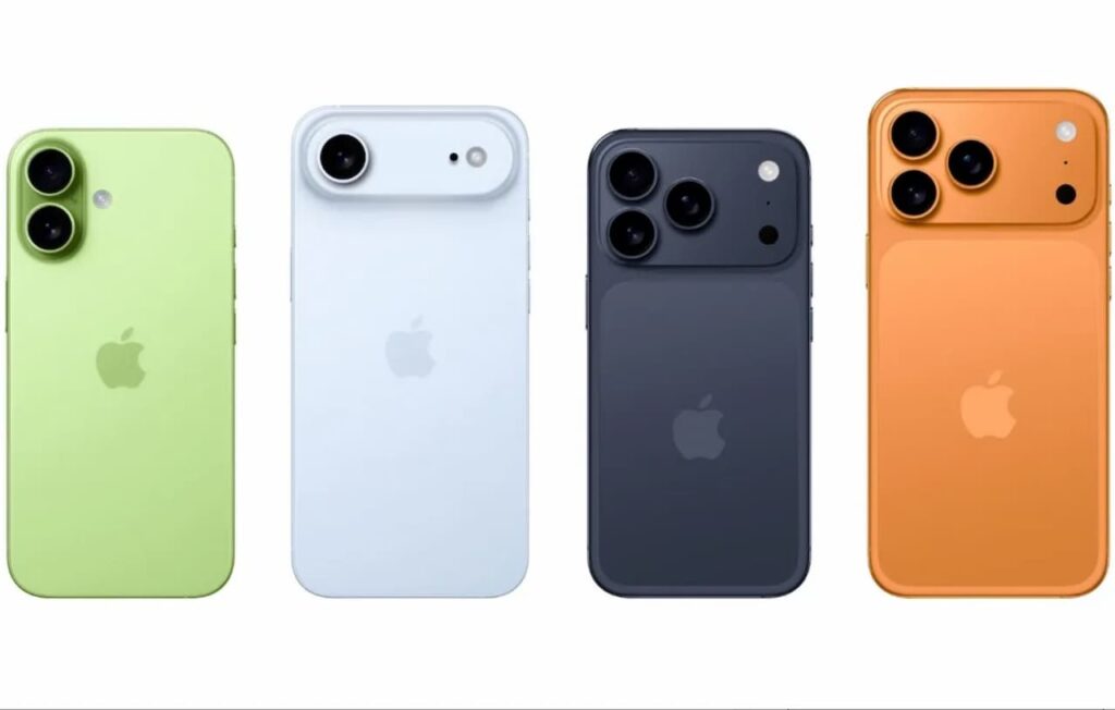 Tous les modèles de la nouvelle gamme iPhone 17 présentés de dos
