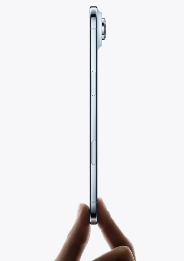 Profil latéral de l’iPhone 17 Air montrant son design ultra fin