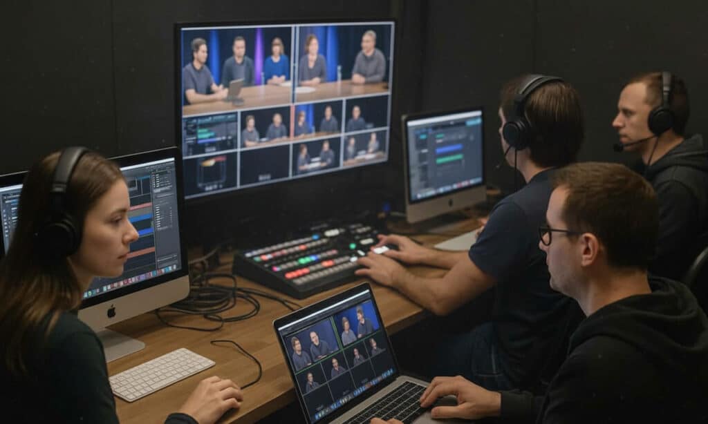 Poste de production audiovisuelle équipé de Mac en location chez McPrice