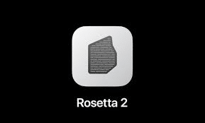 Logo de Rosetta 2, l'outil d'émulation de MacOS permettant aux applications Intel de fonctionner sur les puces Apple Silicon (M1, M2, M3).